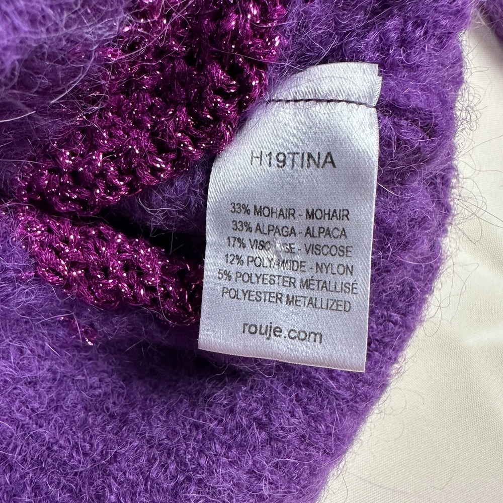 Rouje Paris Tina Cardigan Sweater Violet Purple Italy Mohair Alpaca FR 38 US 6 M - Picture 3 of 10
